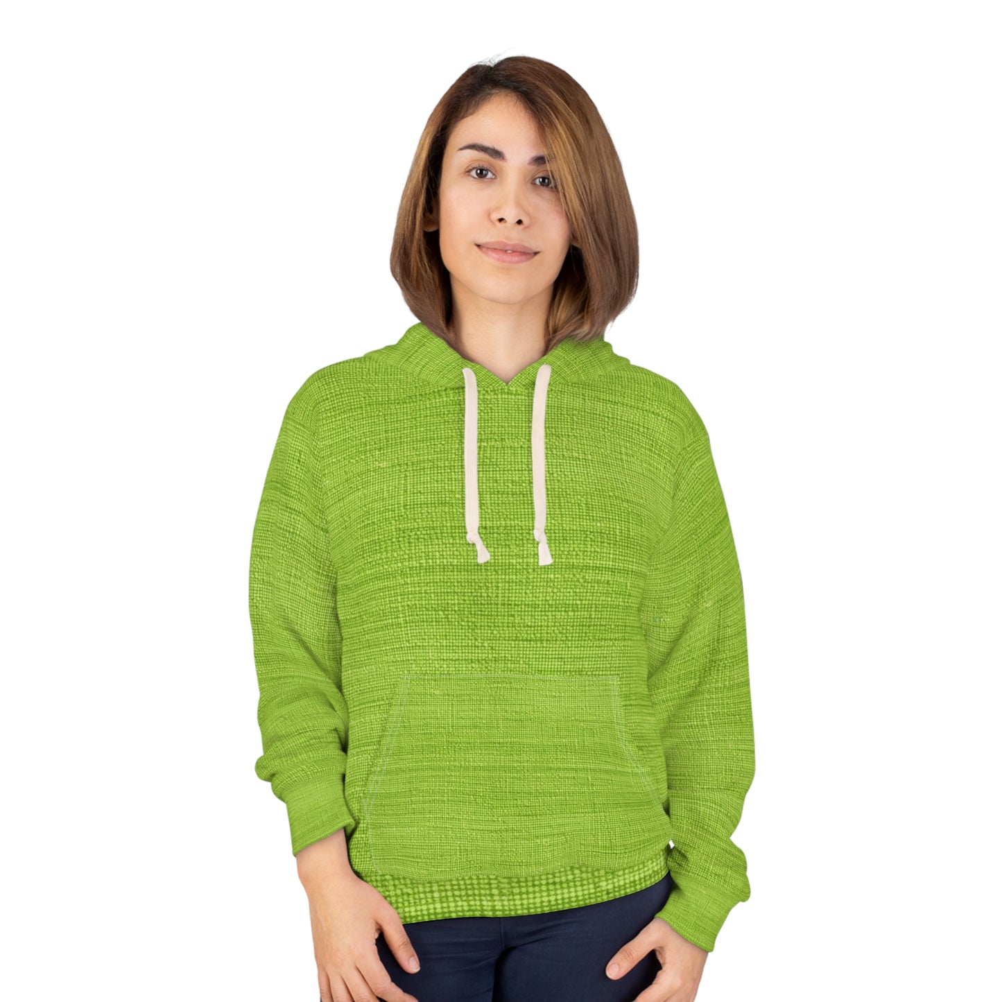 Lush Grass Neon Green: Denim-Inspired, Springtime Fabric Style - Unisex Pullover Hoodie (AOP)