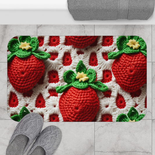 Patrón de Ganchillo Fresa - Amigurumi Fresas - Diseño de Frutas para Hogar y Regalos - Alfombra de Baño