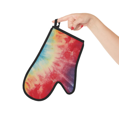 Rainbow Tie-Dye Denim: Vibrant Multi-Color, Fabric Design Spectacle - Oven Glove