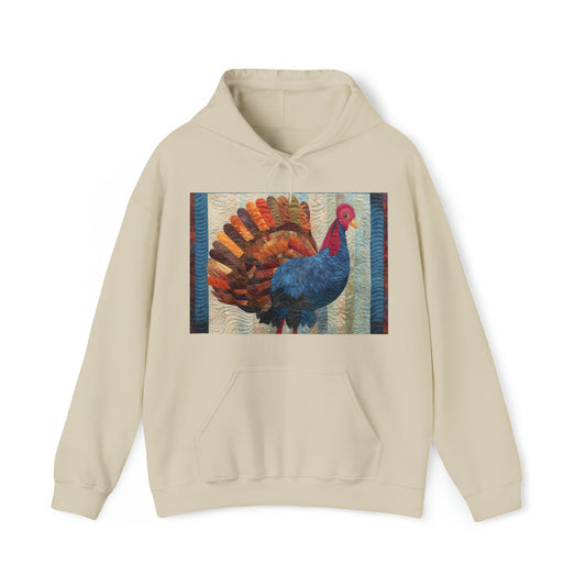 Thanksgiving Harvest Quilt: Festive Turkey Design for Holiday Season - Unisex Heavy Blend™ Hooded Sweatshirt
