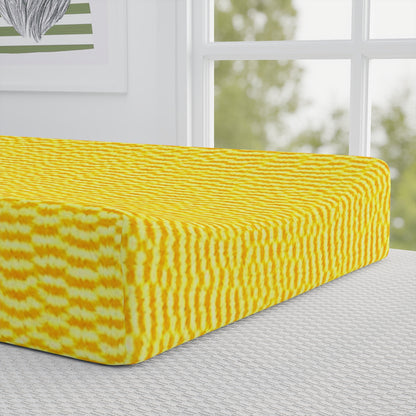 Sunshine Yellow Lemon: Denim-Inspired, Cheerful Fabric - Baby Changing Pad Cover