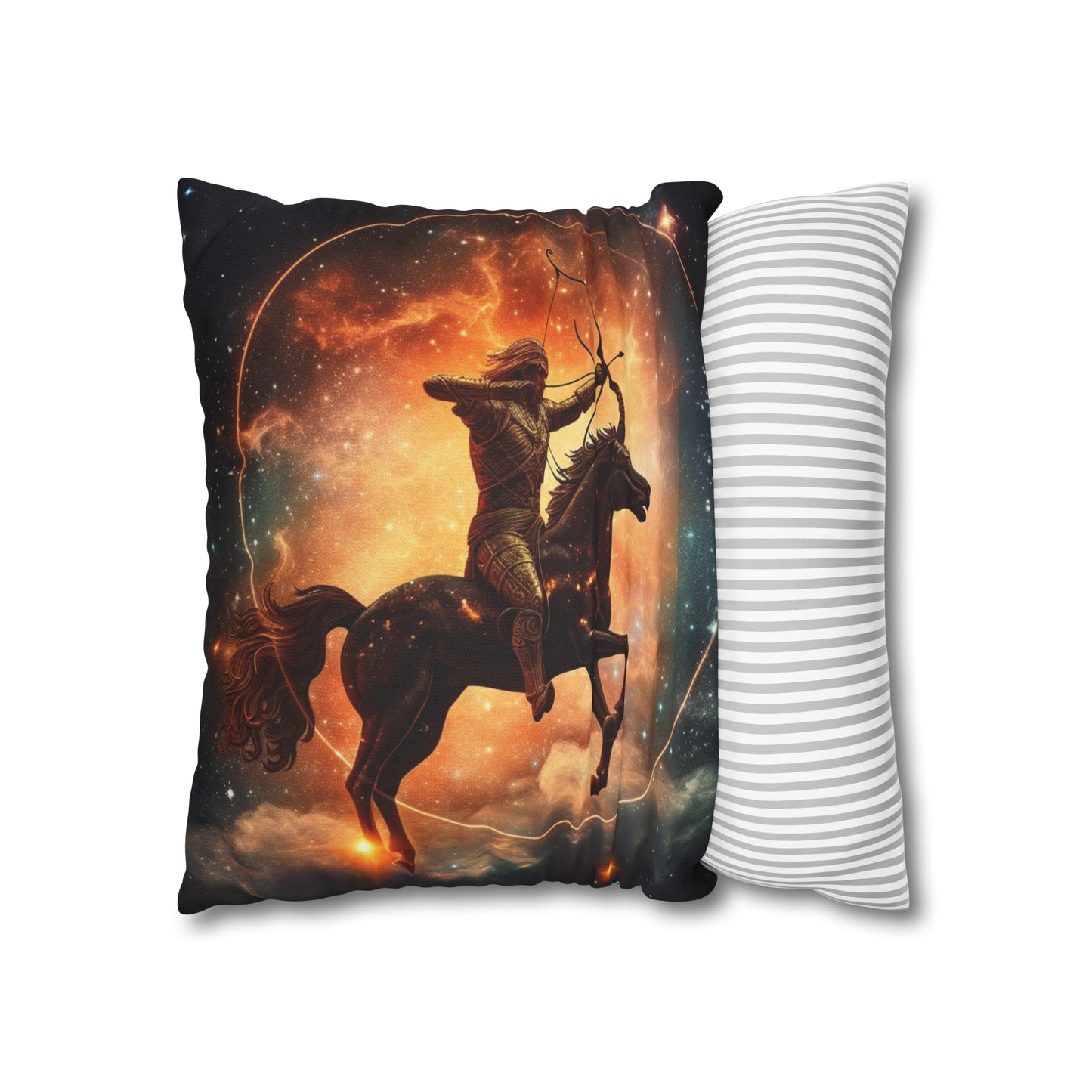 Sagittarius Constellation Totem - Archer in Action Zodiac Symbol - Spun Polyester Square Pillow Case