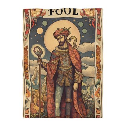 Expressive Tarot - 'The Fool' Card Artistic Reading Symbol - Microfiber Duvet Cover