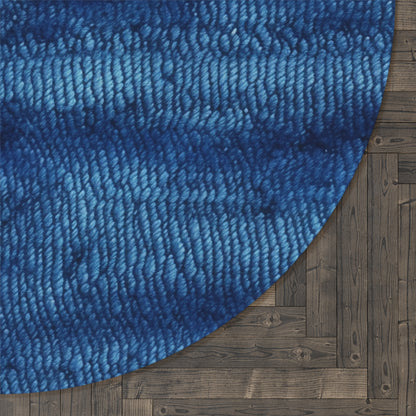 Blue Spectrum: Denim-Inspired Fabric Light to Dark - Round Rug