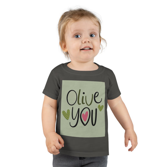 Olive You- Te amo - Divertido juego de palabras Meme que dice un regalo peculiar - Camiseta para niños pequeños