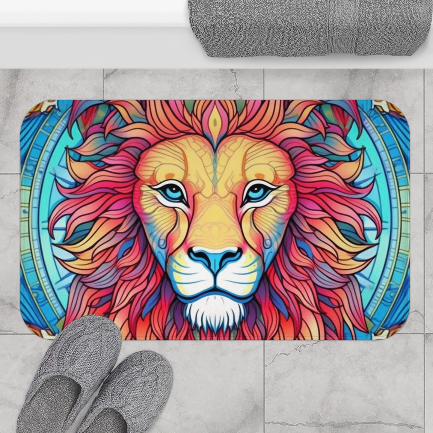 Astrological Leo - Cosmic Zodiac Constellation, Lion Symbol Art - Bath Mat