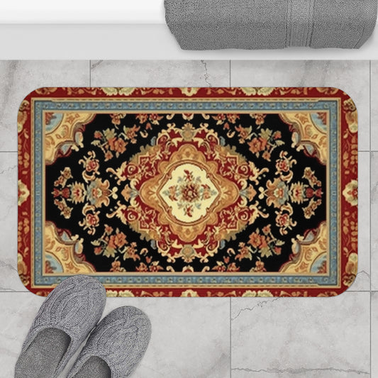 Elegante alfombra de baño de inspiración oriental: alfombra de baño lujosa y absorbente con respaldo antideslizante