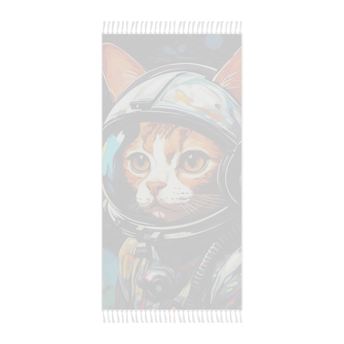 Astro Cat Adventure Feline - Pop Art, Floating in Cosmic Space - Boho Beach Cloth