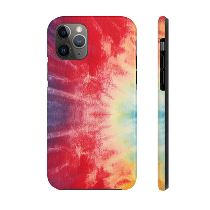 Rainbow Tie-Dye Denim: Vibrant Multi-Color, Fabric Design Spectacle - Tough Phone Cases