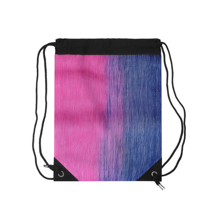 Dual Delight: Half-and-Half Pink & Blue Denim Daydream - Drawstring Bag