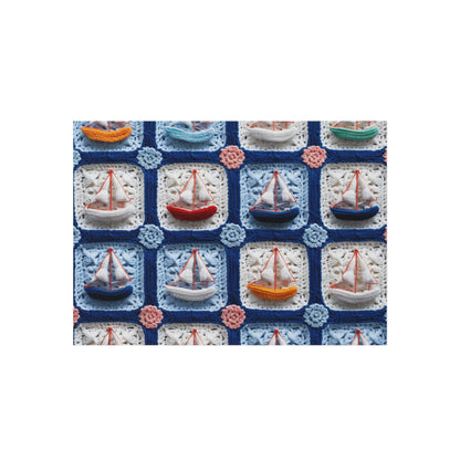 Crochet Boat Ship Sea Vessel Ocean Beach Travel Yacht Design - Outdoor Rug