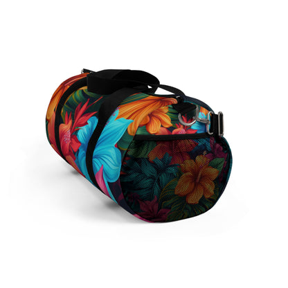 Vibrant Hawaiian-Inspired Tropical Floral Pattern Design Duffel Bag