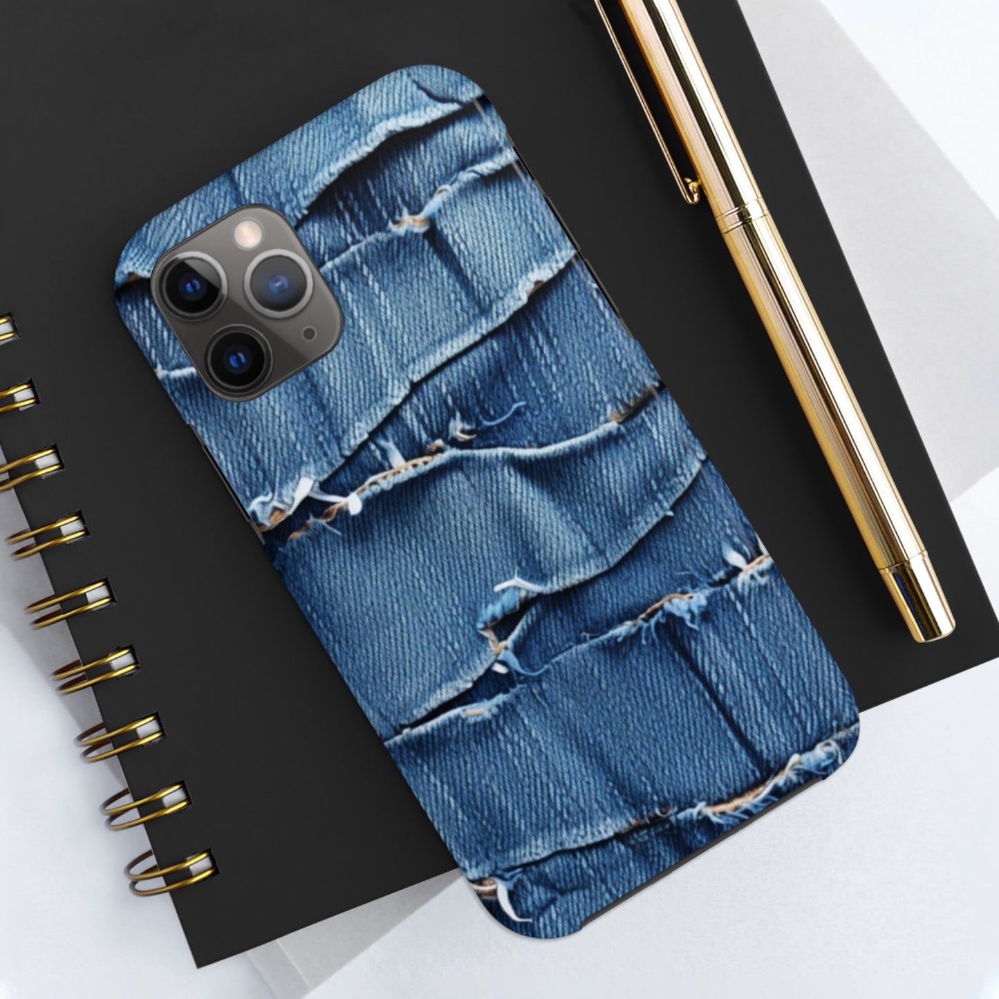 Midnight Blue Distressed Denim: Rugged, Torn & Stylish Design - Tough Phone Cases