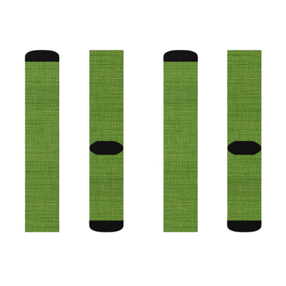 Olive Green Denim-Style: Seamless, Textured Fabric - Sublimation Socks