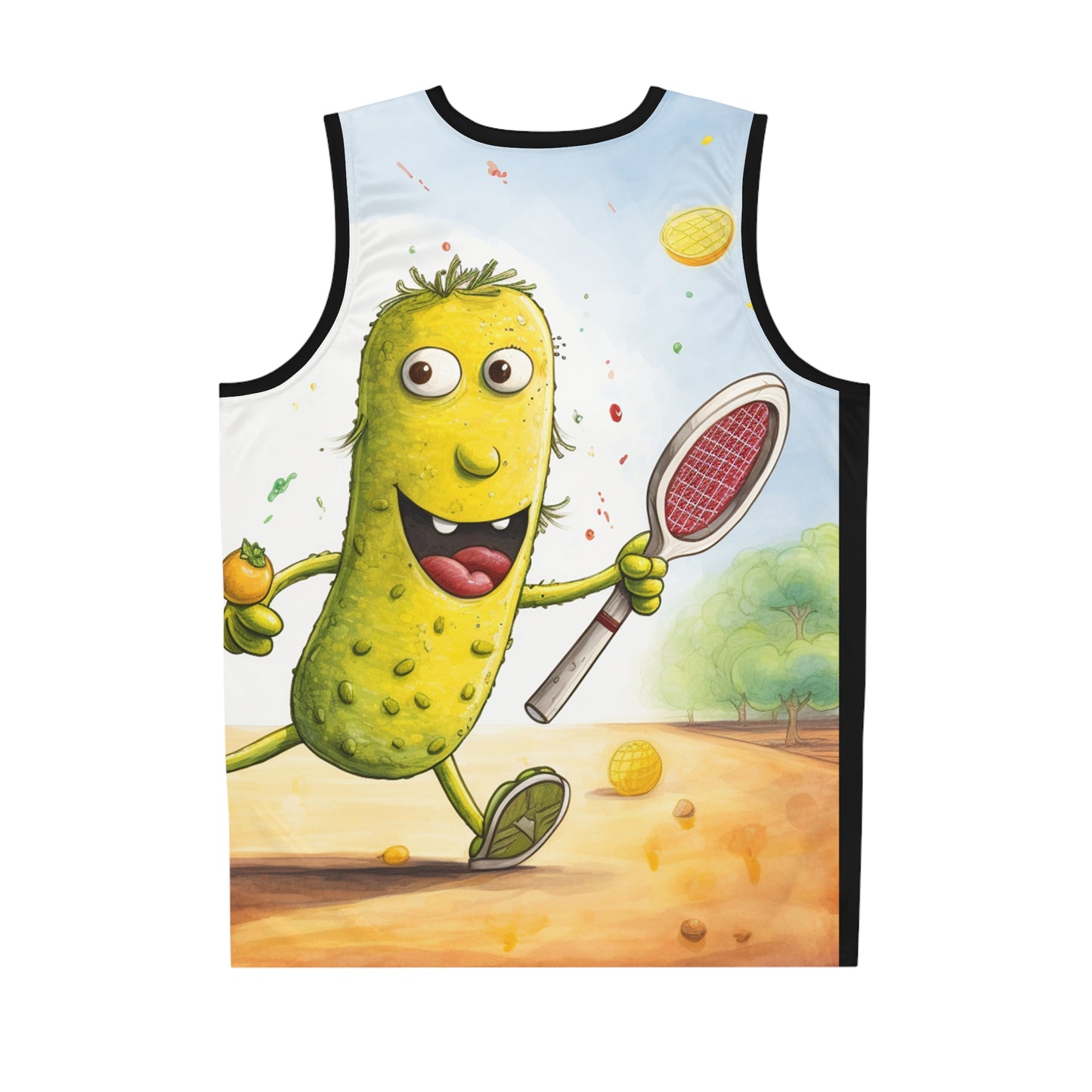 Happy People Play Pickleball Sport Game Graphic - Basketball Jersey (AOP)