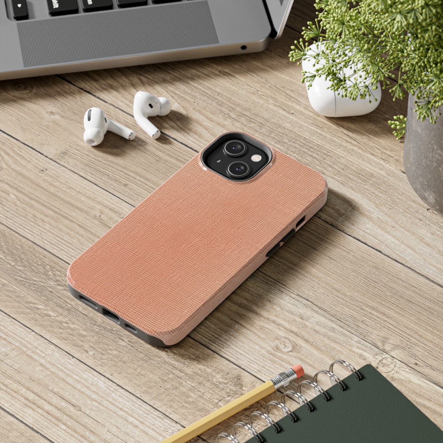 Soft Pink-Orange Peach: Denim-Inspired, Lush Fabric - Tough Phone Cases