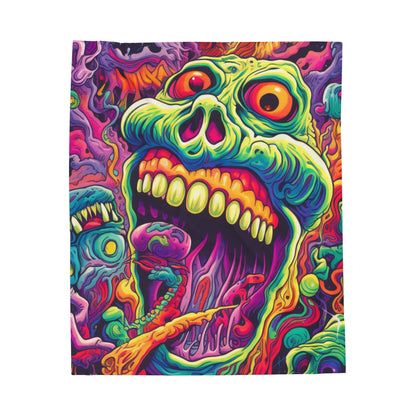 Super trippy and psychedelic Skull, Velveteen Plush Blanket