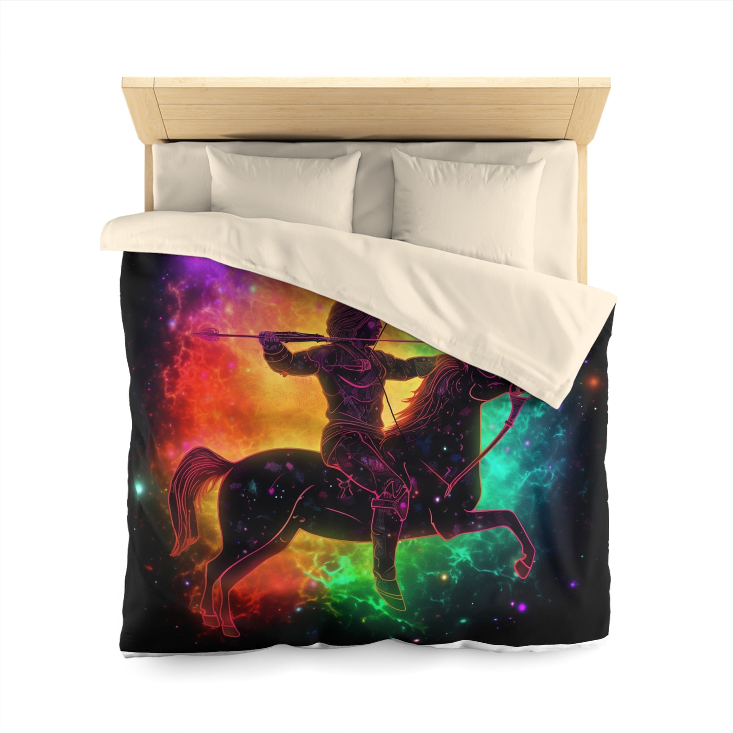 Colorful Sagittarius Zodiac Sign - Star Universe Theme - Microfiber Duvet Cover