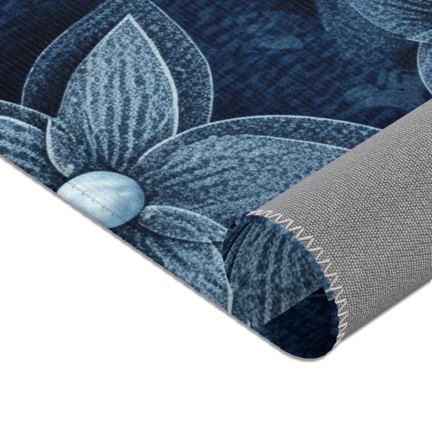 Hawaiian Flower Design - Denim-Inspired Decor Piece - Area Rugs