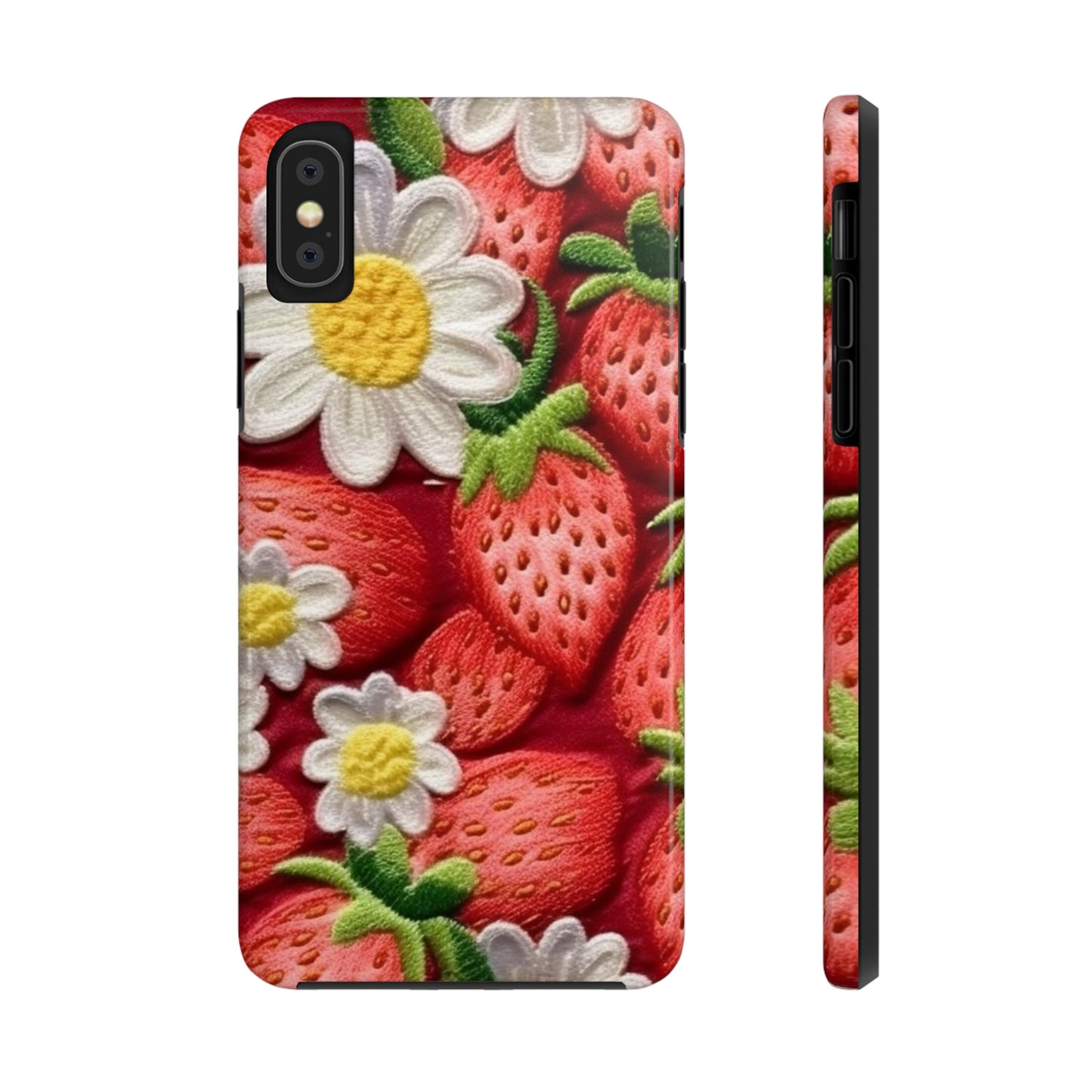 Strawberry Strawberries Embroidery Design - Fresh Pick Red Berry Sweet Fruit - Tough Phone Cases