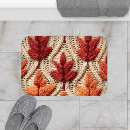 Crochet Fall Leaves: Harvest Rustic Design - Golden Browns -Woodland Maple Magic - Bath Mat