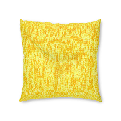 Sunshine Yellow Lemon: tela alegre, inspirada en la mezclilla - Almohada de piso capitoné, cuadrada 