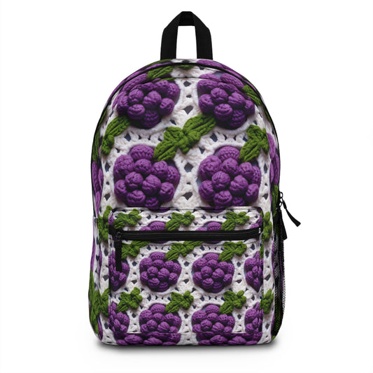 Crochet Grapes Pattern - Granny Square Design - Fresh Fruit Pick - Orchard Purple Snack Food - Backpack