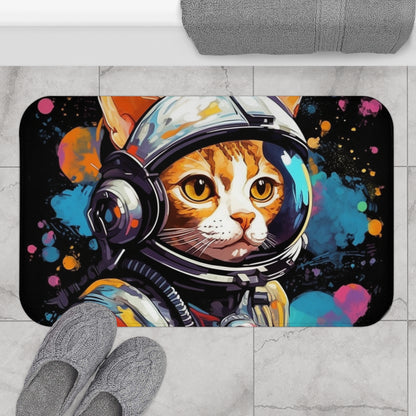 Astro Cat Adventure Feline - 宇宙に浮かぶポップアート - バスマット