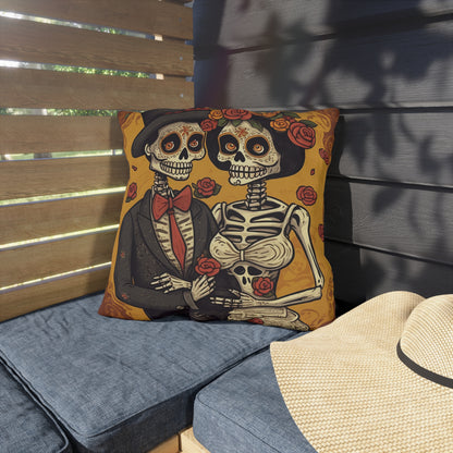 Halloween Wedding Marriage, Bride & Groom - Forever Soulmates - Outdoor Pillows