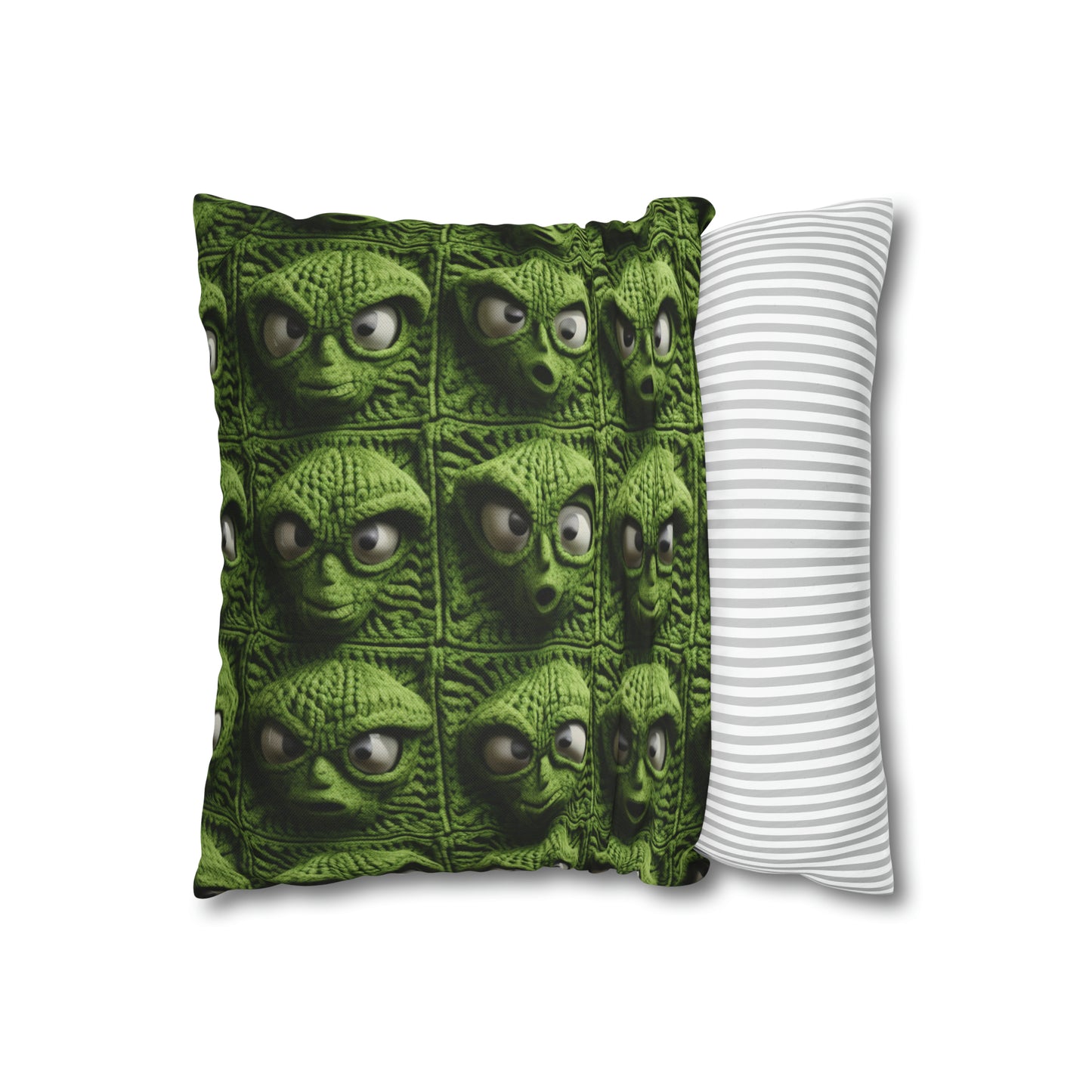 Alien Granny Square Crochet - Galacitc Space Sci fi Fantasy Theme - Spun Polyester Square Pillow Case