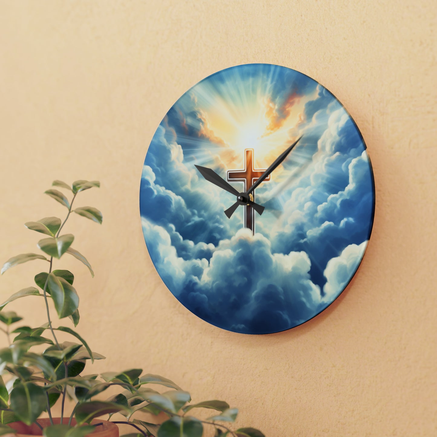 Christian Faith Cross,Believer at Heart, Acrylic Wall Clock