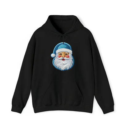 Christmas Santa Chenille - Embroidered Festive - Holiday Patch Design - Unisex Heavy Blend™ Hooded Sweatshirt