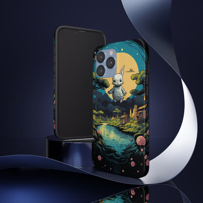 White Rabbit Mystery Psychedelic Fantasy Anime Cartoon Bunny - Tough Phone Cases