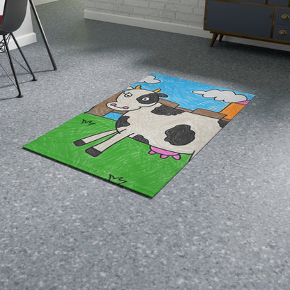 Cow Moo Farm Barn Animal Character Dobby Rug