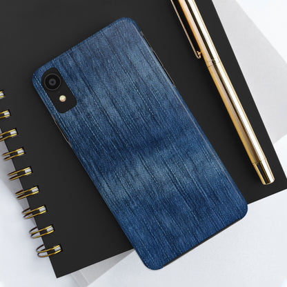 Indigo Splash: Washed Denim Reverie in Deep Blue - Tough Phone Cases