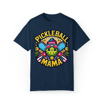 Pickleball Mama - Patriotic Sporty, Star-Spangled Athletic Graphic, Fun Pickleball Enthusiast - Unisex Garment-Dyed T-shirt