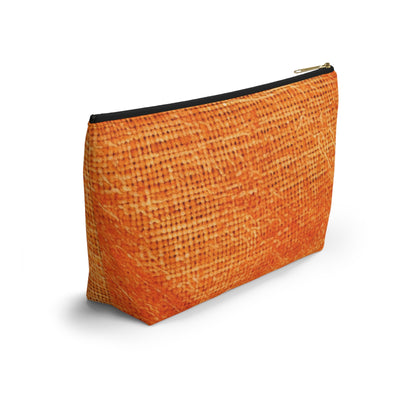 Burnt Orange/Rust: Denim-Inspired Autumn Fall Color Fabric - Accessory Pouch w T-bottom