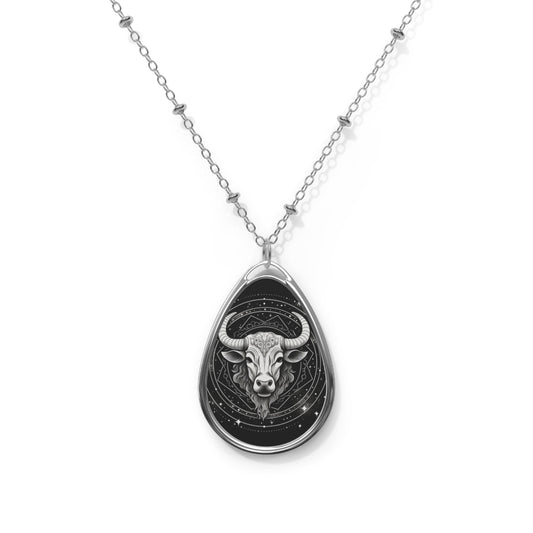 Taurus Zodiac, Earthy Bull Design, Earth Element, Oval Necklace