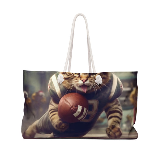 Football Field Felines: Kitty Cats in Sport Tackling Scoring Game Position - Weekender Bag