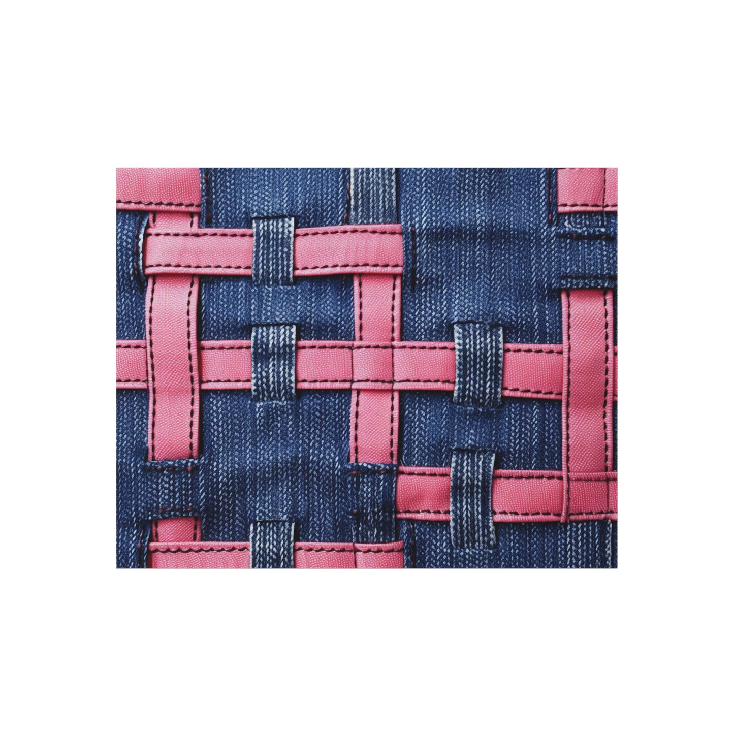 Candy-Striped Crossover: Pink Denim Ribbons Dancing on Blue Stage - Outdoor Rug