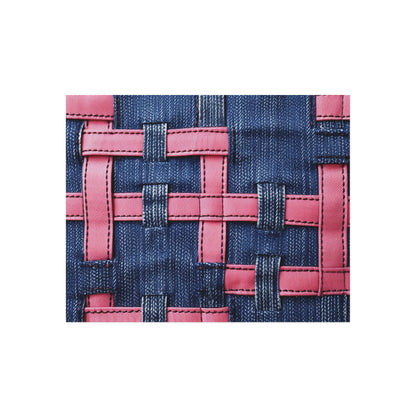 Candy-Striped Crossover: Pink Denim Ribbons Dancing on Blue Stage - Outdoor Rug