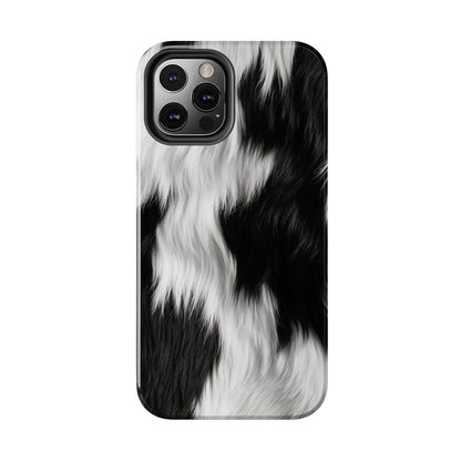 Cowhide on Hair Leather - Black and White - Designer Style - Tough Phone Cases