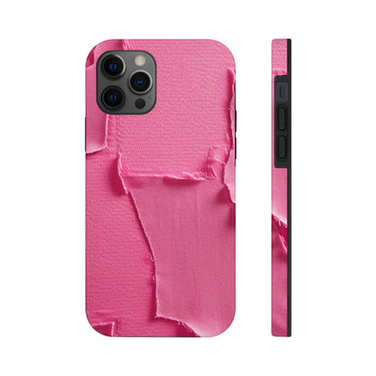 Distressed Neon Pink: Edgy, Ripped Denim-Inspired Doll Fabric - Tough Phone Cases