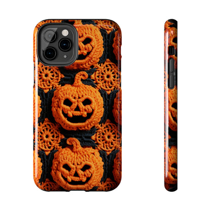 Halloween Crochet Pumpkin Scary Horror Festive Holiday Pattern - Tough Phone Cases