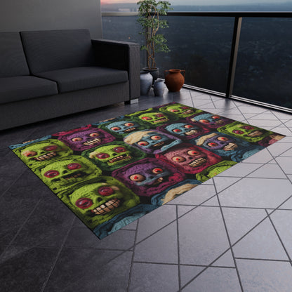 Zombie Crochet Halloween Spooky Holiday Festive Horror Living Dead - Outdoor Rug