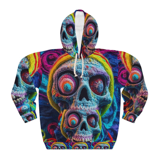 Crochet Skull Halloween Scary Horror Design - Unisex Pullover Hoodie (AOP)