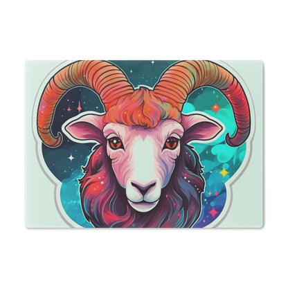 Signo del zodíaco Aries - Símbolo de astrología cósmica de colores vivos y brillantes - Tabla de cortar 