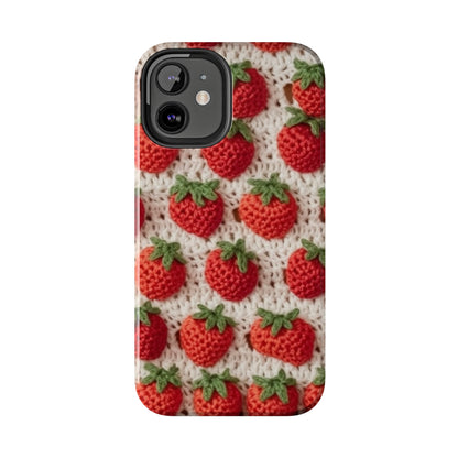 Strawberry Traditional Japanese, Crochet Craft, Fruit Design, Red Berry Pattern - Tough Phone Cases