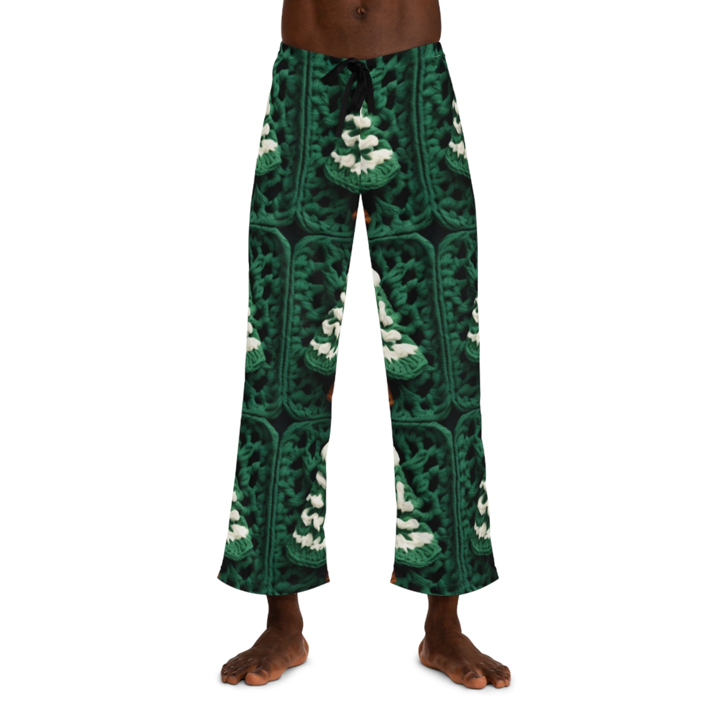 Evergreen Christmas Trees Crochet, Festive Pine Tree Holiday Craft, Yuletide Forest, Winter - Men's Pajama Pants (AOP)