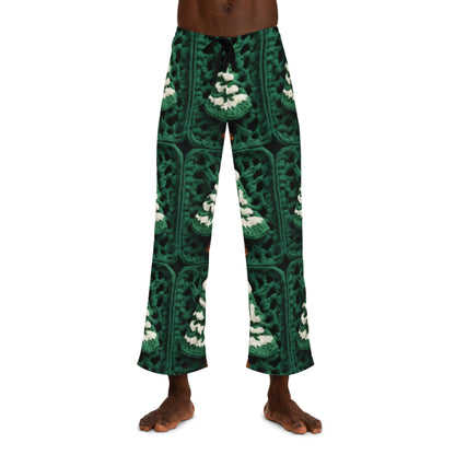 Evergreen Christmas Trees Crochet, Festive Pine Tree Holiday Craft, Yuletide Forest, Winter - Men's Pajama Pants (AOP)